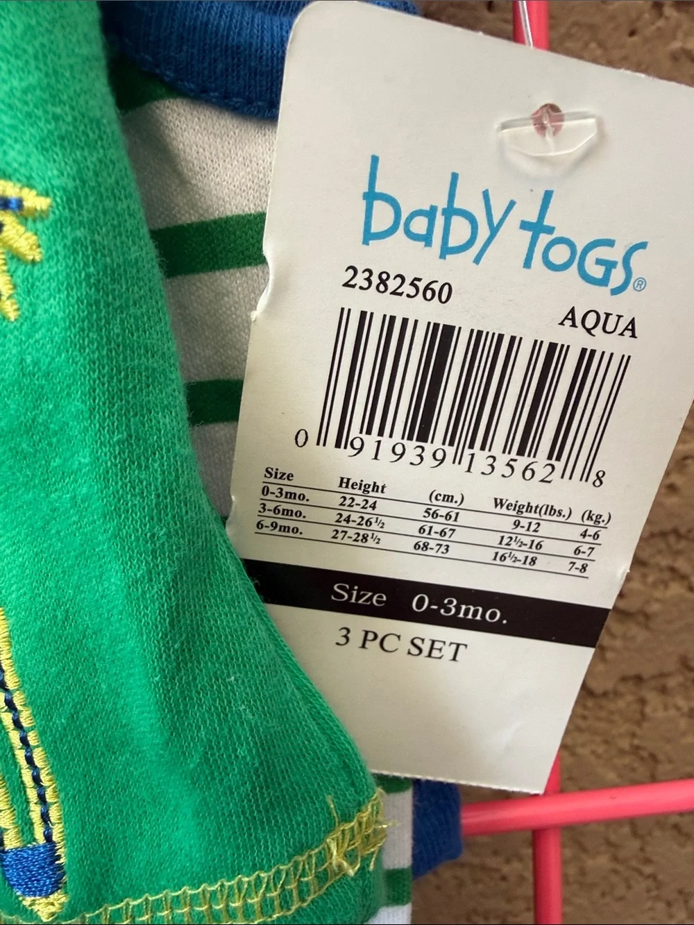 New Vintage multicolored Baby Togs cotton 3pc set